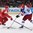 OSTRAVA, CZECH REPUBLIC - MAY 9: Russia's Vladimir Tarasenko #91 fans on a shot with pressure from Belarus' Dmitri Korobov #89 during preliminary round action at the 2015 IIHF Ice Hockey World Championship. (Photo by Richard Wolowicz/HHOF-IIHF Images)

